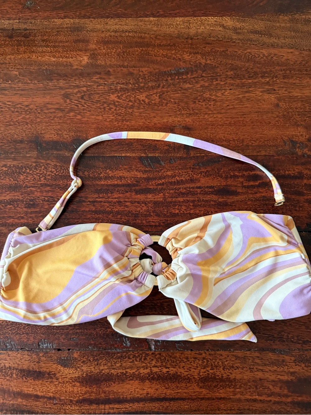 Monday Swimwear Lavender and Mustard Swirl Bandeau Bikini - Picture 4 of 4